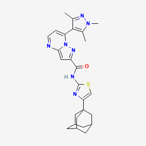 molecular formula C26H29N7OS B4635524 N-[4-(1-adamantyl)-1,3-thiazol-2-yl]-7-(1,3,5-trimethyl-1H-pyrazol-4-yl)pyrazolo[1,5-a]pyrimidine-2-carboxamide 