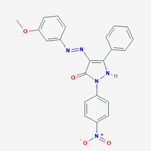 molecular formula C22H17N5O4 B463555 (4E)-4-[2-(3-methoxyphenyl)hydrazinylidene]-2-(4-nitrophenyl)-5-phenyl-2,4-dihydro-3H-pyrazol-3-one 