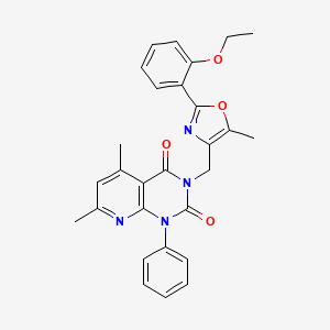 3-{[2-(2-ETHOXYPHENYL)-5-METHYL-1,3-OXAZOL-4-YL]METHYL}-5,7-DIMETHYL-1-PHENYL-1H,2H,3H,4H-PYRIDO[2,3-D]PYRIMIDINE-2,4-DIONE