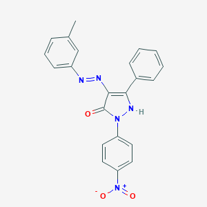 (4E)-4-[2-(3-methylphenyl)hydrazinylidene]-2-(4-nitrophenyl)-5-phenyl-2,4-dihydro-3H-pyrazol-3-one
