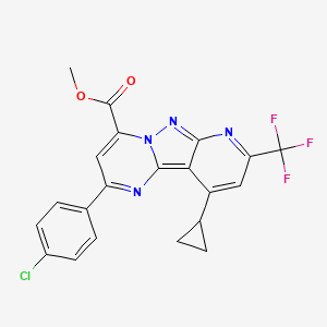 molecular formula C21H14ClF3N4O2 B4635610 methyl 4-(4-chlorophenyl)-13-cyclopropyl-11-(trifluoromethyl)-3,7,8,10-tetrazatricyclo[7.4.0.02,7]trideca-1,3,5,8,10,12-hexaene-6-carboxylate 