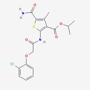 molecular formula C18H19ClN2O5S B4635643 PROPAN-2-YL 5-CARBAMOYL-2-[2-(2-CHLOROPHENOXY)ACETAMIDO]-4-METHYLTHIOPHENE-3-CARBOXYLATE 