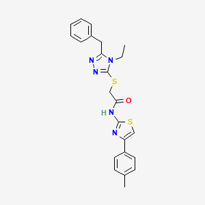 2-[(5-benzyl-4-ethyl-4H-1,2,4-triazol-3-yl)thio]-N-[4-(4-methylphenyl)-1,3-thiazol-2-yl]acetamide