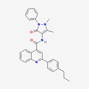 molecular formula C30H28N4O2 B4635698 N-(1,5-dimethyl-3-oxo-2-phenyl-2,3-dihydro-1H-pyrazol-4-yl)-2-(4-propylphenyl)-4-quinolinecarboxamide 