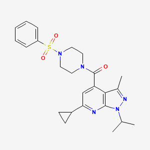 molecular formula C24H29N5O3S B4635717 (6-CYCLOPROPYL-1-ISOPROPYL-3-METHYL-1H-PYRAZOLO[3,4-B]PYRIDIN-4-YL)[4-(PHENYLSULFONYL)PIPERAZINO]METHANONE 