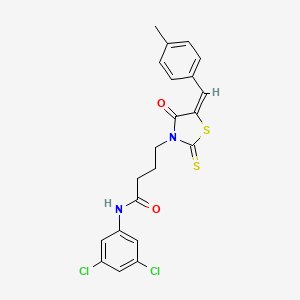 molecular formula C21H18Cl2N2O2S2 B4635764 N-(3,5-dichlorophenyl)-4-[(5E)-5-[(4-methylphenyl)methylidene]-4-oxo-2-sulfanylidene-thiazolidin-3-yl]butanamide 