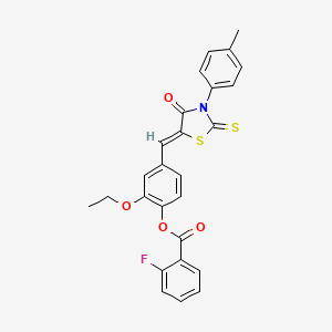 [2-ethoxy-4-[(Z)-[3-(4-methylphenyl)-4-oxo-2-sulfanylidene-1,3-thiazolidin-5-ylidene]methyl]phenyl] 2-fluorobenzoate