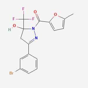 3-(3-Bromophenyl)-1-(5-methylfuran-2-carbonyl)-5-(trifluoromethyl)-4,5-dihydro-1H-pyrazol-5-OL