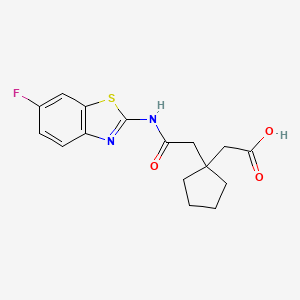 (1-{2-[(6-fluoro-1,3-benzothiazol-2-yl)amino]-2-oxoethyl}cyclopentyl)acetic acid