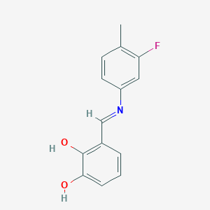 molecular formula C14H12FNO2 B463600 3-{[(3-Fluoro-4-methylphenyl)imino]methyl}-1,2-benzenediol 