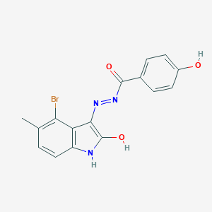 molecular formula C16H12BrN3O3 B463607 N'-(4-bromo-5-methyl-2-oxo-1,2-dihydro-3H-indol-3-ylidene)-4-hydroxybenzohydrazide 