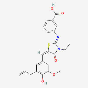 molecular formula C23H22N2O5S B4636083 3-[[(5E)-3-ethyl-5-[(4-hydroxy-3-methoxy-5-prop-2-enylphenyl)methylidene]-4-oxo-1,3-thiazolidin-2-ylidene]amino]benzoic acid 