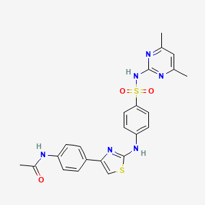 molecular formula C23H22N6O3S2 B4636190 N-[4-[2-[4-[(4,6-dimethylpyrimidin-2-yl)sulfamoyl]anilino]-1,3-thiazol-4-yl]phenyl]acetamide 