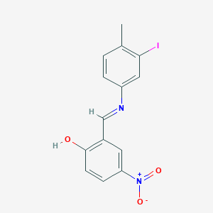 molecular formula C14H11IN2O3 B463622 2-{(E)-[(3-iodo-4-methylphenyl)imino]methyl}-4-nitrophenol 