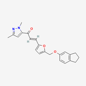 molecular formula C22H22N2O3 B4636257 (E)-3-{5-[(2,3-DIHYDRO-1H-INDEN-5-YLOXY)METHYL]-2-FURYL}-1-(1,3-DIMETHYL-1H-PYRAZOL-5-YL)-2-PROPEN-1-ONE 