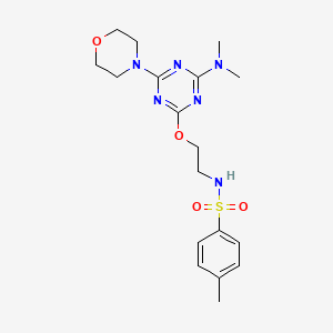 molecular formula C18H26N6O4S B4636291 N-(2-{[4-(DIMETHYLAMINO)-6-(MORPHOLIN-4-YL)-1,3,5-TRIAZIN-2-YL]OXY}ETHYL)-4-METHYLBENZENE-1-SULFONAMIDE 