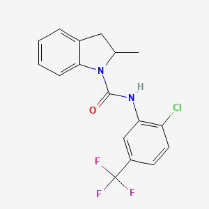 molecular formula C17H14ClF3N2O B4636310 N-[2-chloro-5-(trifluoromethyl)phenyl]-2-methyl-2,3-dihydro-1H-indole-1-carboxamide 