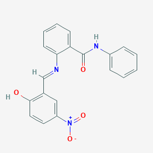molecular formula C20H15N3O4 B463633 2-[(2-hydroxy-5-nitrobenzylidene)amino]-N-phenylbenzamide 