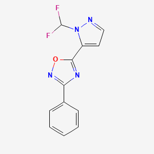 molecular formula C12H8F2N4O B4636367 5-[1-(difluoromethyl)-1H-pyrazol-5-yl]-3-phenyl-1,2,4-oxadiazole 