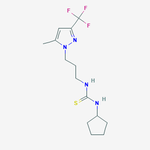 molecular formula C14H21F3N4S B4636411 N-cyclopentyl-N'-{3-[5-methyl-3-(trifluoromethyl)-1H-pyrazol-1-yl]propyl}thiourea 