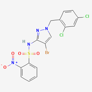 molecular formula C16H11BrCl2N4O4S B4636418 N-[4-bromo-1-(2,4-dichlorobenzyl)-1H-pyrazol-3-yl]-2-nitrobenzenesulfonamide 