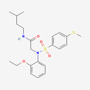 molecular formula C22H30N2O4S2 B4636515 N~2~-(2-ethoxyphenyl)-N~1~-(3-methylbutyl)-N~2~-{[4-(methylthio)phenyl]sulfonyl}glycinamide 