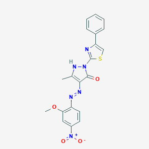 (4E)-4-[2-(2-methoxy-4-nitrophenyl)hydrazinylidene]-5-methyl-2-(4-phenyl-1,3-thiazol-2-yl)-2,4-dihydro-3H-pyrazol-3-one