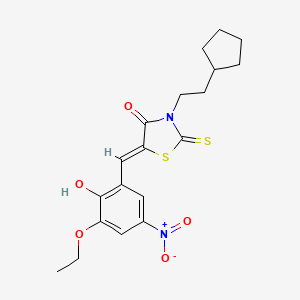 molecular formula C19H22N2O5S2 B4636627 3-(2-cyclopentylethyl)-5-(3-ethoxy-2-hydroxy-5-nitrobenzylidene)-2-thioxo-1,3-thiazolidin-4-one 