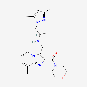 molecular formula C22H30N6O2 B4636666 1-(3,5-dimethyl-1H-pyrazol-1-yl)-N-{[8-methyl-2-(4-morpholinylcarbonyl)imidazo[1,2-a]pyridin-3-yl]methyl}-2-propanamine 