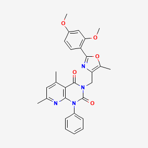 molecular formula C28H26N4O5 B4636668 3-{[2-(2,4-DIMETHOXYPHENYL)-5-METHYL-1,3-OXAZOL-4-YL]METHYL}-5,7-DIMETHYL-1-PHENYL-1H,2H,3H,4H-PYRIDO[2,3-D]PYRIMIDINE-2,4-DIONE 