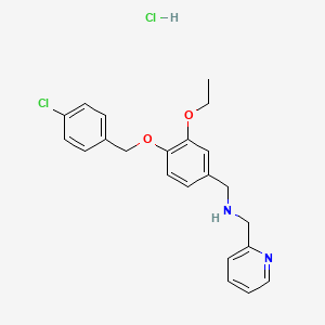 1-[4-[(4-chlorophenyl)methoxy]-3-ethoxyphenyl]-N-(pyridin-2-ylmethyl)methanamine;hydrochloride