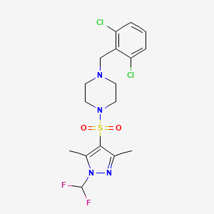 molecular formula C17H20Cl2F2N4O2S B4636706 1-(2,6-dichlorobenzyl)-4-{[1-(difluoromethyl)-3,5-dimethyl-1H-pyrazol-4-yl]sulfonyl}piperazine 