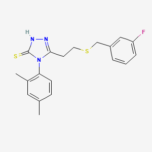 molecular formula C19H20FN3S2 B4636785 4-(2,4-dimethylphenyl)-5-{2-[(3-fluorobenzyl)thio]ethyl}-4H-1,2,4-triazole-3-thiol 