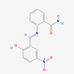 molecular formula C14H11N3O4 B463685 2-[(2-Hydroxy-5-nitrobenzylidene)amino]benzamide 