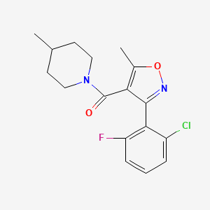 molecular formula C17H18ClFN2O2 B4636866 [3-(2-Chloro-6-fluorophenyl)-5-methyl-1,2-oxazol-4-yl]-(4-methylpiperidin-1-yl)methanone 