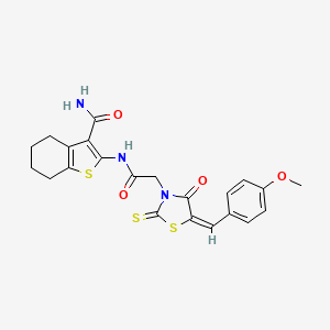 2-({[5-(4-methoxybenzylidene)-4-oxo-2-thioxo-1,3-thiazolidin-3-yl]acetyl}amino)-4,5,6,7-tetrahydro-1-benzothiophene-3-carboxamide