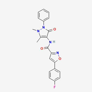 molecular formula C21H17FN4O3 B4636917 N-(1,5-dimethyl-3-oxo-2-phenyl-2,3-dihydro-1H-pyrazol-4-yl)-5-(4-fluorophenyl)-3-isoxazolecarboxamide 