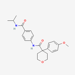 molecular formula C23H28N2O4 B4636921 N-{4-[(isopropylamino)carbonyl]phenyl}-4-(4-methoxyphenyl)tetrahydro-2H-pyran-4-carboxamide 