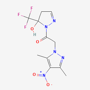 molecular formula C11H12F3N5O4 B4636954 2-(3,5-DIMETHYL-4-NITRO-1H-PYRAZOL-1-YL)-1-[5-HYDROXY-5-(TRIFLUOROMETHYL)-4,5-DIHYDRO-1H-PYRAZOL-1-YL]-1-ETHANONE 