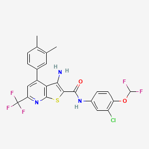 molecular formula C24H17ClF5N3O2S B4636971 3-AMINO-N~2~-[3-CHLORO-4-(DIFLUOROMETHOXY)PHENYL]-4-(3,4-DIMETHYLPHENYL)-6-(TRIFLUOROMETHYL)THIENO[2,3-B]PYRIDINE-2-CARBOXAMIDE 