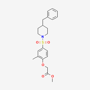 molecular formula C22H27NO5S B4636986 Methyl 2-[4-(4-benzylpiperidin-1-yl)sulfonyl-2-methylphenoxy]acetate 