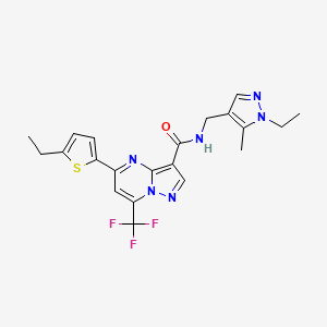 molecular formula C21H21F3N6OS B4637002 N~3~-[(1-ETHYL-5-METHYL-1H-PYRAZOL-4-YL)METHYL]-5-(5-ETHYL-2-THIENYL)-7-(TRIFLUOROMETHYL)PYRAZOLO[1,5-A]PYRIMIDINE-3-CARBOXAMIDE 