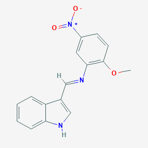 molecular formula C16H13N3O3 B463704 3-[({5-nitro-2-methoxyphenyl}imino)methyl]-1H-indole 