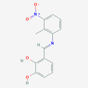 molecular formula C14H12N2O4 B463706 3-[({3-Nitro-2-methylphenyl}imino)methyl]-1,2-benzenediol 