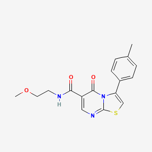 molecular formula C17H17N3O3S B4637121 N-(2-methoxyethyl)-3-(4-methylphenyl)-5-oxo-5H-[1,3]thiazolo[3,2-a]pyrimidine-6-carboxamide 