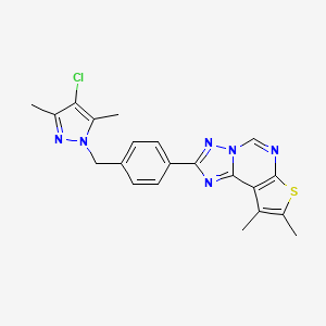 molecular formula C21H19ClN6S B4637140 2-{4-[(4-chloro-3,5-dimethyl-1H-pyrazol-1-yl)methyl]phenyl}-8,9-dimethylthieno[3,2-e][1,2,4]triazolo[1,5-c]pyrimidine 