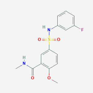 molecular formula C15H15FN2O4S B4637195 5-{[(3-fluorophenyl)amino]sulfonyl}-2-methoxy-N-methylbenzamide 