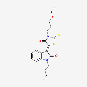 molecular formula C20H24N2O3S2 B4637198 (5Z)-5-(1-butyl-2-oxoindol-3-ylidene)-3-(3-ethoxypropyl)-2-sulfanylidene-1,3-thiazolidin-4-one 