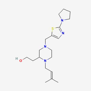 molecular formula C19H32N4OS B4637228 2-(1-(3-methyl-2-buten-1-yl)-4-{[2-(1-pyrrolidinyl)-1,3-thiazol-5-yl]methyl}-2-piperazinyl)ethanol 