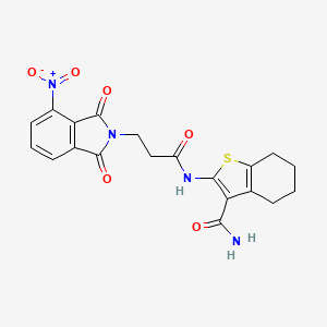 molecular formula C20H18N4O6S B4637234 2-[3-(4-nitro-1,3-dioxoisoindol-2-yl)propanoylamino]-4,5,6,7-tetrahydro-1-benzothiophene-3-carboxamide 